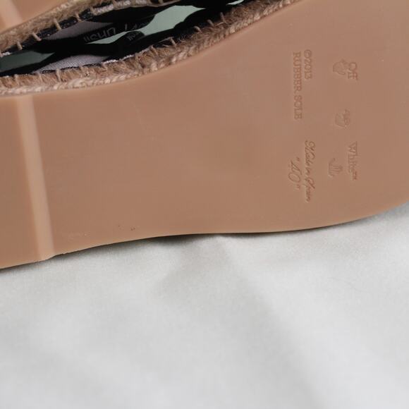 Off-White c/o Virgil Abloh Black & White Canvas Striped Lace-Up Espadrille Flat - Picture 14 of 16